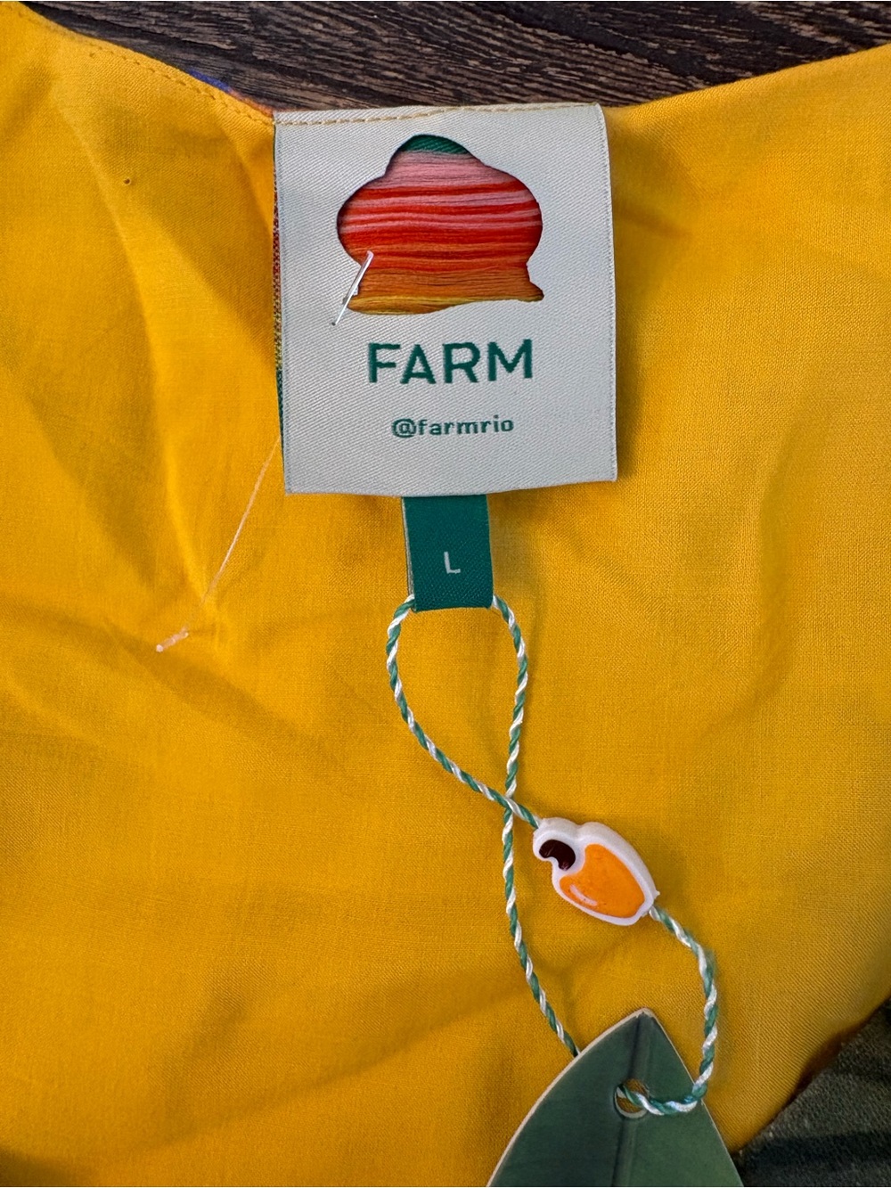 Farm Rio Yellow Garden Midi Dress Womens Large NWT Tropical Cutout Ring Detail - Picture 9 of 13